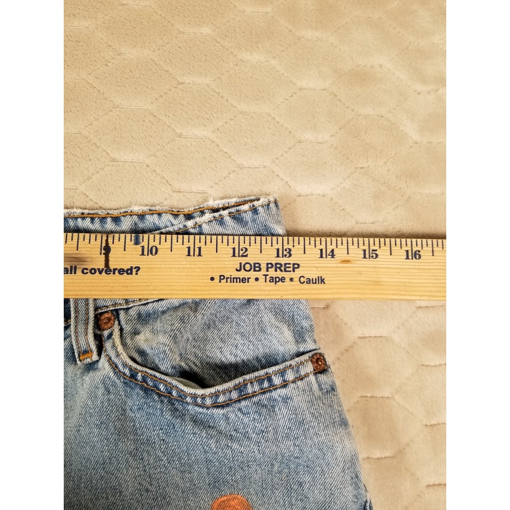 VTG Levis 512 High Rise Slim Tapered Jeans 26x32 USA Custom Painted Floral Faces - Picture 9 of 16